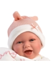 LLORENS - Mimi - csecsemő kislány játékbaba nevető funkcióval és "Hug me" lufipárnával - 42 cm