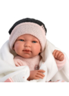 LLORENS - Tina - csecsemő kislány játékbaba csillagos takaróval - 43 cm