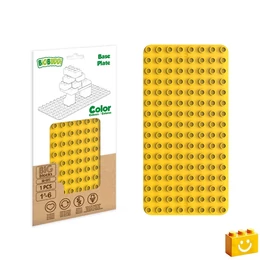 BiOBUDDi® BB-0017 | építőjáték alaplap nagy méretű kockákhoz - 100% kompatibilis minden más kedvelt márka nagy méretű kockáival | 8x16 bütyök sárga