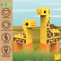 BiOBUDDi® BB-0103 | bio építőjáték | Sztyeppe - 2 az 1-ben zsiráf vagy jávorszarvas - 100% kompatibilis minden más kedvelt márkával