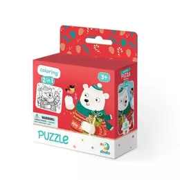 Dodo - Puzzle + Színező - Készségfejlesztő- Karácsonyi Maci