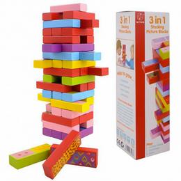 3 játék 1-ben /jenga, dominó, memória/ - ügyességi társasjáték