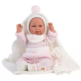 LLORENS - Mimi - csecsemő kislány játékbaba síró funkcióval, sapkával - 42 cm