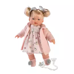 LLORENS - Aitana - kislány játékbaba síró funkcióval és rózsaszín kardigánnal- 33cm