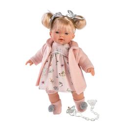 LLORENS - Aitana - kislány játékbaba síró funkcióval és rózsaszín kardigánnal- 33cm