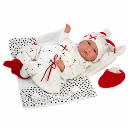 LLORENS - Lalo - csecsemő kisfiú játékbaba síró funkcióval, takaróval - 42 cm