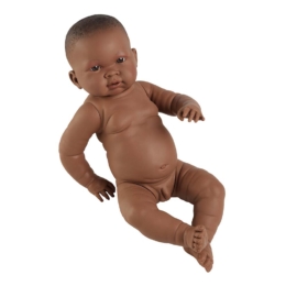 LLORENS - Noe - barna bőrű újszülött kisfiú játékbaba ruha nélkül - 45 cm