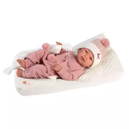 LLORENS - Tina - csecsemő kislány játékbaba párnával és takaróval, fürdethető- 43 cm