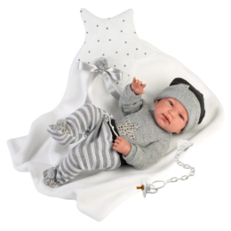 LLORENS - Tino - csecsemő kisfiú játékbaba takaróval - 43 cm