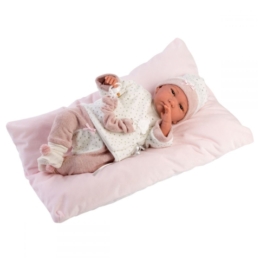 LLORENS - Reborn - limitált kiadású csecsemő kislány játékbaba párnával - 42 cm