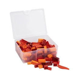 Q-BRiCKS - készségfejlesztő vegyes építőkocka készlet - Piros és narancs színekben 300 db-os