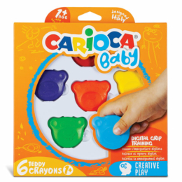 CARIOCA - Baby Teddy - Maci formájú zsírkréta - 6 db-os