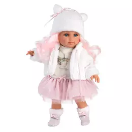 LLORENS - Elena - kislány játékbaba rózsaszín hajjal - 35 cm