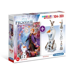 Clementoni - Disney Jégvarázs 2 az 1-ben 104 db-os puzzle és Olaf modell