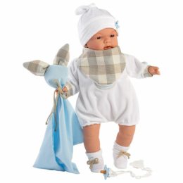 LLORENS - Joel - csecsemő kisfiú játékbaba síró funkcióval és kék nyunyival - 38 cm