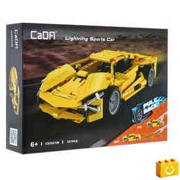 CaDA® C52021W - Lighting sárga sportkocsi - 100% technic-kompatibilis építőjáték