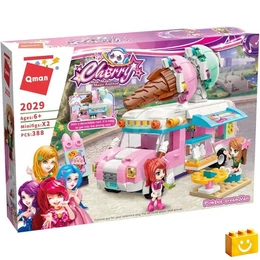 QMAN® 2029 - Cherry Mew Rózsaszín Fagyis Autó építőjáték - 100% kompatibilis minden más kedvelt márkával