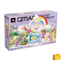 QMAN® 32019 - Unicornisos medence építőjáték - 100% kompatibilis minden más kedvelt márkával