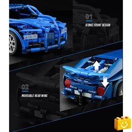 QMAN® 54005 - Phantom kék sportautó - 100% technic-kompatibilis építőjáték