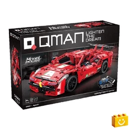 QMAN® 54007 - Lightning Flame piros versenyautó - 100% technic-kompatibilis építőjáték