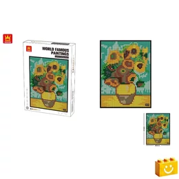 WANGE® 5122 - Van Gogh napraforgói építőjáték - 100% kompatibilis minden más kedvelt márkával