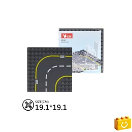 WANGE® 907 | építőjáték alaplap nagy méretű kockákhoz - 100% kompatibilis minden más kedvelt márka nagy méretű kockáival | 12x12 – út kanyar