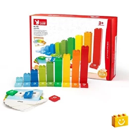 WANGE® - DUBIE 510 - Kezdő matek 119 építőkocka + 10 kártya építőjáték - 100% kompatibilis minden más kedvelt márkával