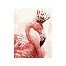 Koronás flamingó- számfestő keretre feszített vászonnal - 30x40 cm