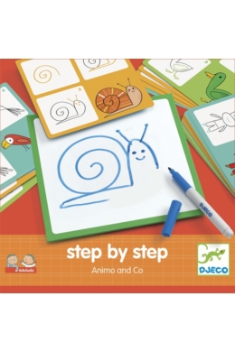 DJECO - Step by Step - Rajzoktató kártyák - Állatok