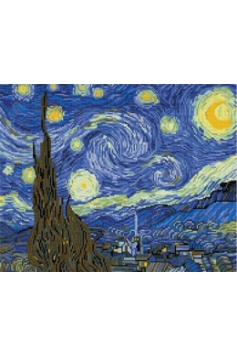 Van Gogh: Csillagos Éj - gyémánt mozaik festés - 40x50 cm