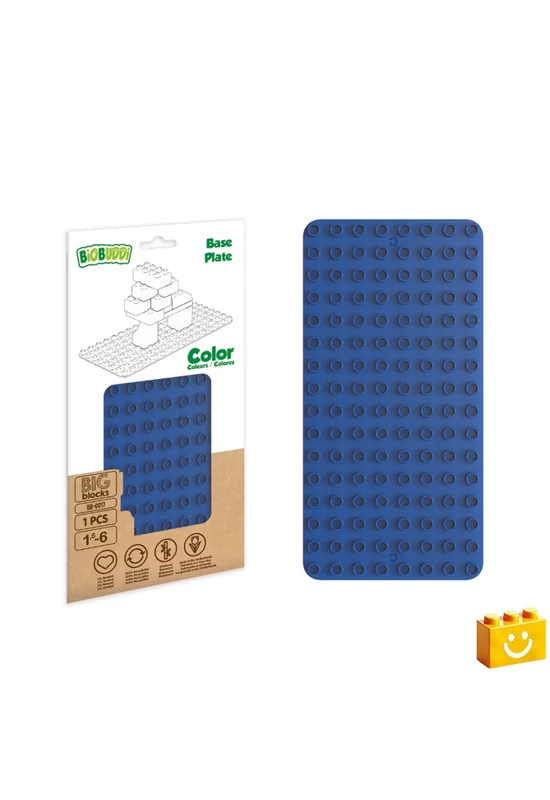 BiOBUDDi® BB-0017 | építőjáték alaplap nagy méretű kockákhoz - 100% kompatibilis minden más kedvelt márka nagy méretű kockáival | 8x16 bütyök sötétkék