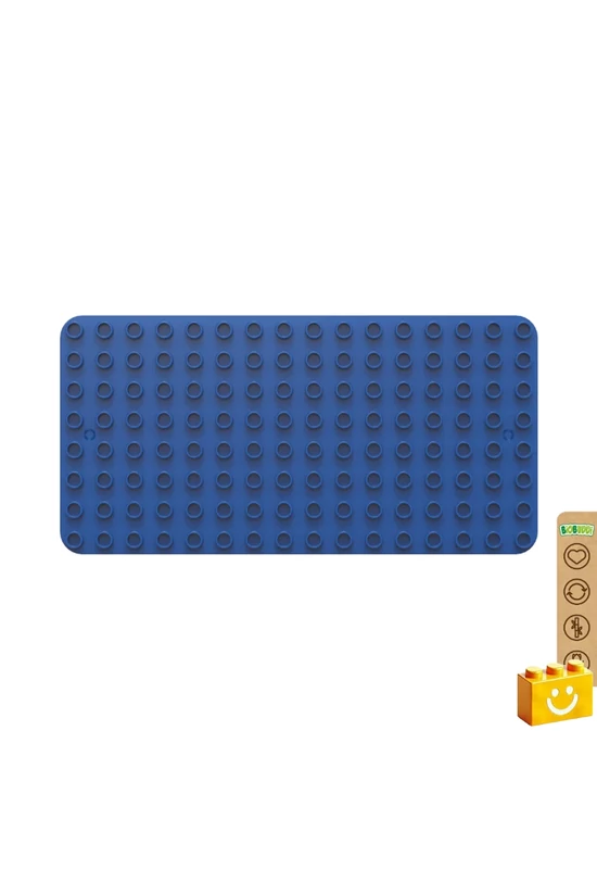 BiOBUDDi® BB-0017 | építőjáték alaplap nagy méretű kockákhoz - 100% kompatibilis minden más kedvelt márka nagy méretű kockáival | 8x16 bütyök sötétkék