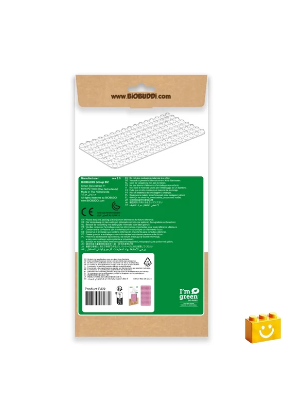 BiOBUDDi® BB-0017 | építőjáték alaplap nagy méretű kockákhoz - 100% kompatibilis minden más kedvelt márka nagy méretű kockáival | 8x16 bütyök világos rózsazsín