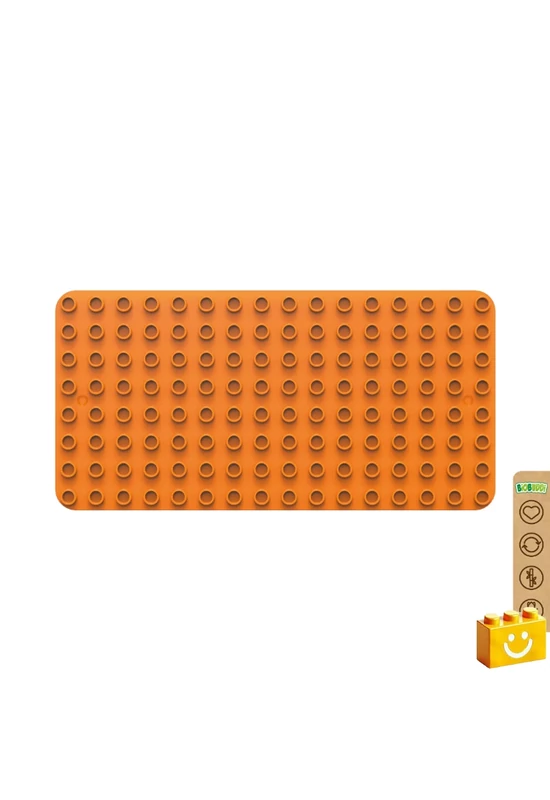 BiOBUDDi® BB-0017 | építőjáték alaplap nagy méretű kockákhoz - 100% kompatibilis minden más kedvelt márka nagy méretű kockáival | 8x16 bütyök narancssárga