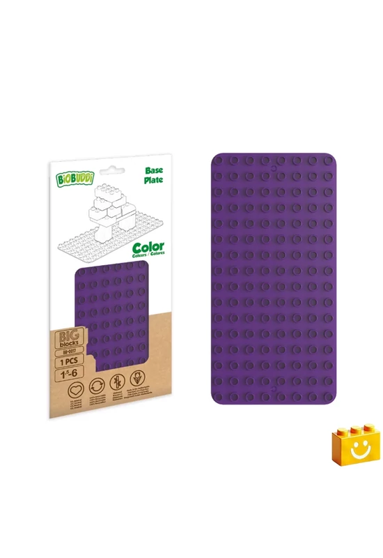 BiOBUDDi® BB-0017 | építőjáték alaplap nagy méretű kockákhoz - 100% kompatibilis minden más kedvelt márka nagy méretű kockáival | 8x16 bütyök lila