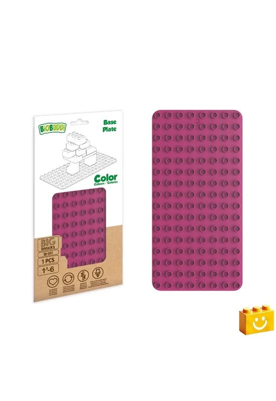 BiOBUDDi® BB-0017 | építőjáték alaplap nagy méretű kockákhoz - 100% kompatibilis minden más kedvelt márka nagy méretű kockáival | 8x16 bütyök fukszia
