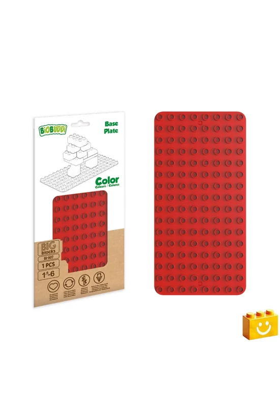 BiOBUDDi® BB-0017 | építőjáték alaplap nagy méretű kockákhoz - 100% kompatibilis minden más kedvelt márka nagy méretű kockáival | 8x16 bütyök vörös