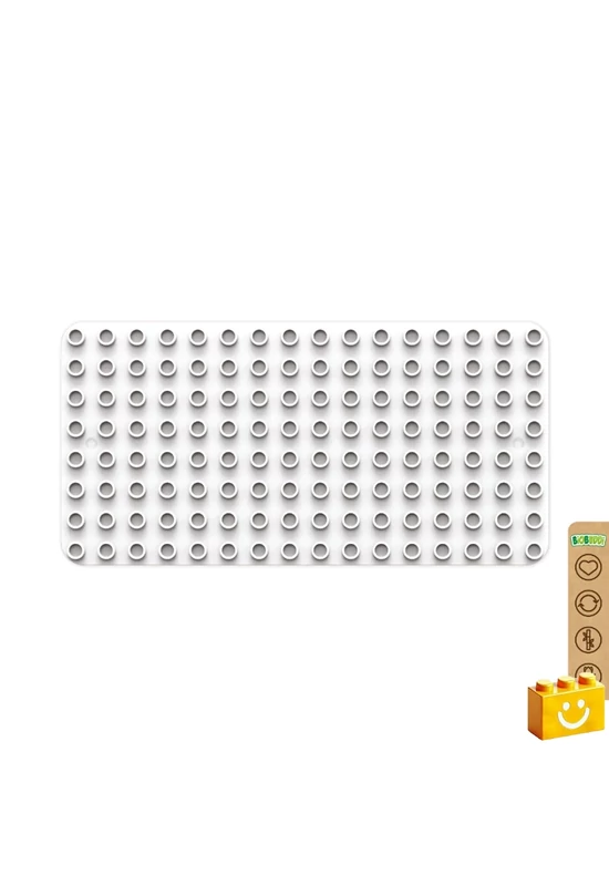 BiOBUDDi® BB-0017 | építőjáték alaplap nagy méretű kockákhoz - 100% kompatibilis minden más kedvelt márka nagy méretű kockáival | 8x16 bütyök fehér