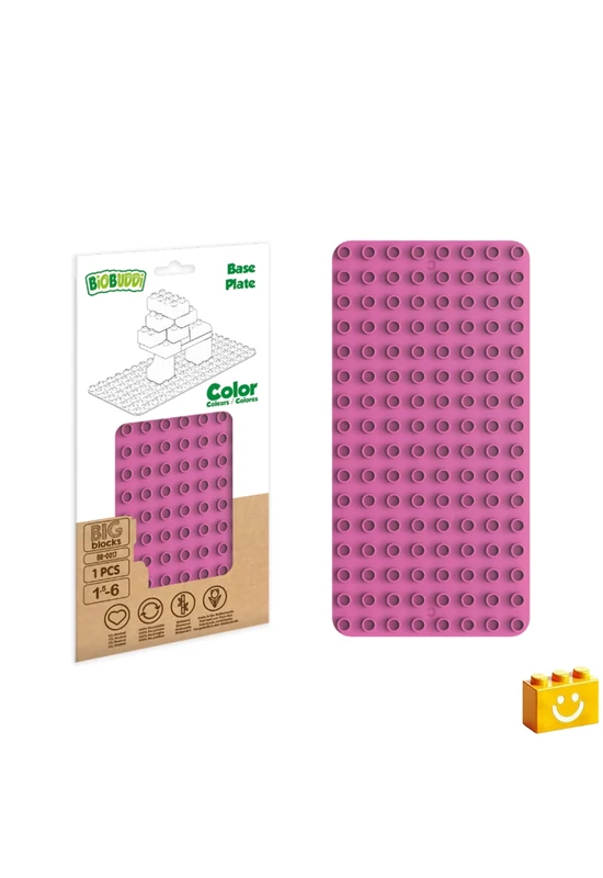 BiOBUDDi® BB-0017 | építőjáték alaplap nagy méretű kockákhoz - 100% kompatibilis minden más kedvelt márka nagy méretű kockáival | 8x16 bütyök sötét rózsaszín