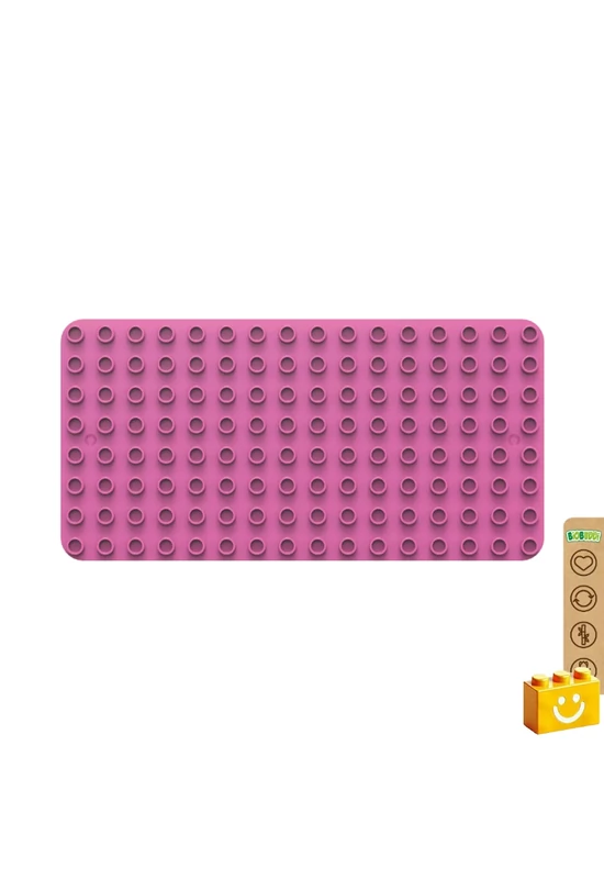 BiOBUDDi® BB-0017 | építőjáték alaplap nagy méretű kockákhoz - 100% kompatibilis minden más kedvelt márka nagy méretű kockáival | 8x16 bütyök sötét rózsaszín