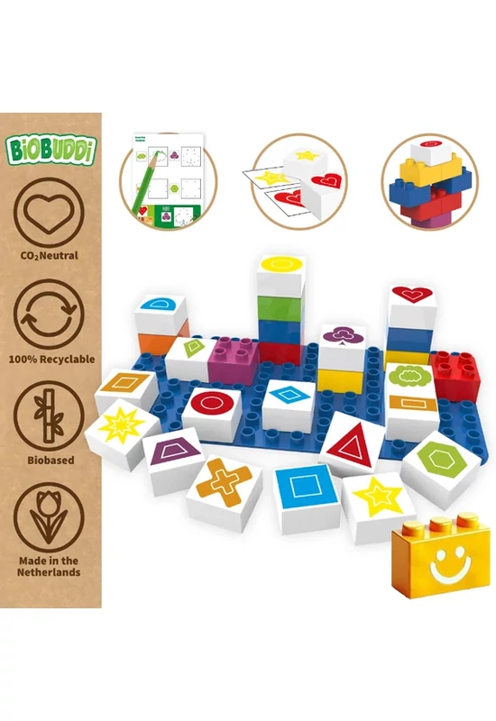 BiOBUDDi® BB-0004 | bio építőjáték alaplappal | Tanulás - alakzatok - 100% kompatibilis minden más kedvelt márkával