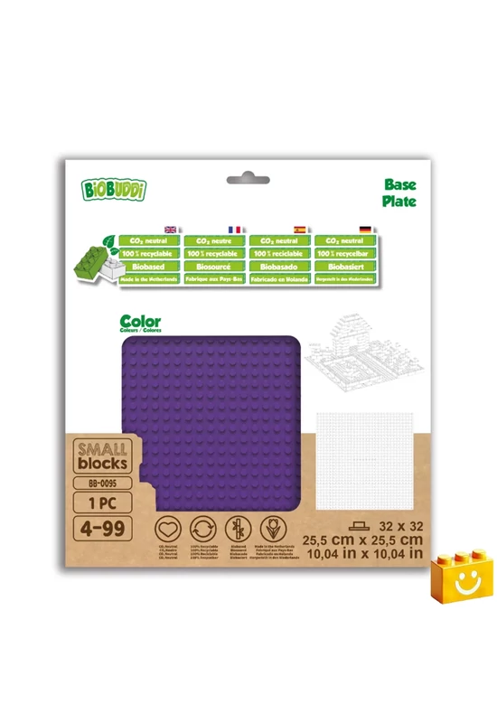 BiOBUDDi® BB-0095 | építőjáték alaplap - 100% kompatibilis minden más kedvelt márkával | 32x32 bütyök lila