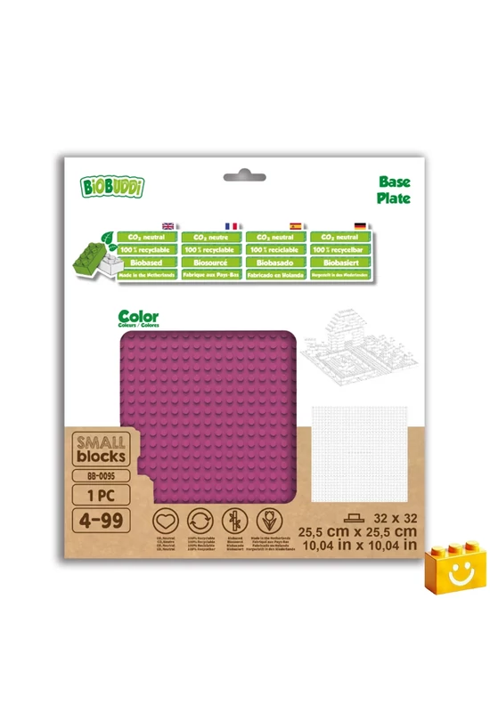 BiOBUDDi® BB-0095 | építőjáték alaplap - 100% kompatibilis minden más kedvelt márkával | 32x32 bütyök fukszia