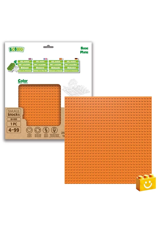 BiOBUDDi® BB-0095 | építőjáték alaplap - 100% kompatibilis minden más kedvelt márkával | 32x32 bütyök narancssárga