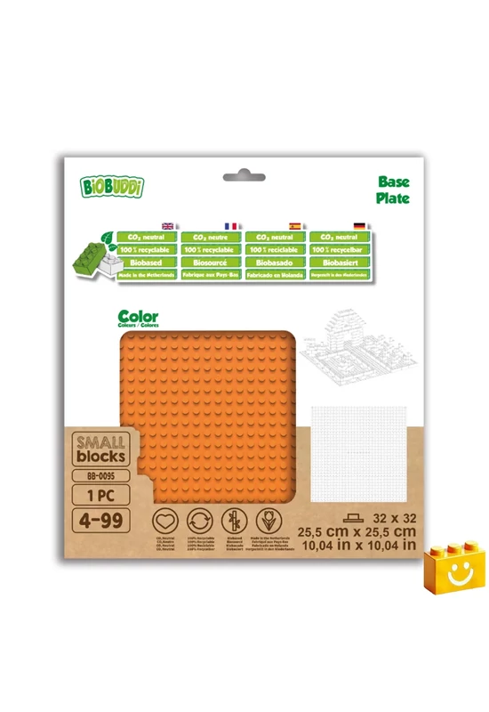 BiOBUDDi® BB-0095 | építőjáték alaplap - 100% kompatibilis minden más kedvelt márkával | 32x32 bütyök narancssárga