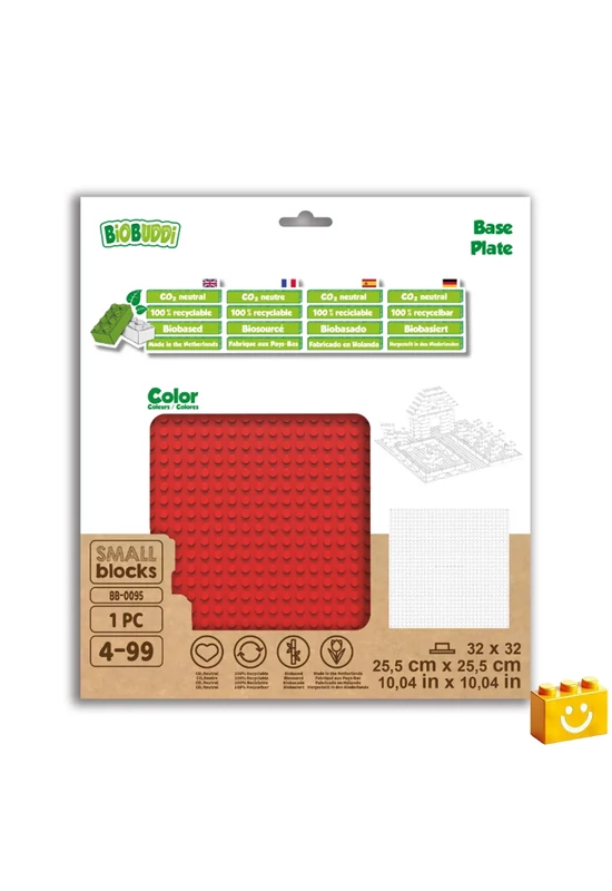 BiOBUDDi® BB-0095 | építőjáték alaplap - 100% kompatibilis minden más kedvelt márkával | 32x32 bütyök vörös