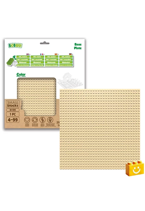 BiOBUDDi® BB-0095 | építőjáték alaplap - 100% kompatibilis minden más kedvelt márkával | 32x32 bütyök bézs