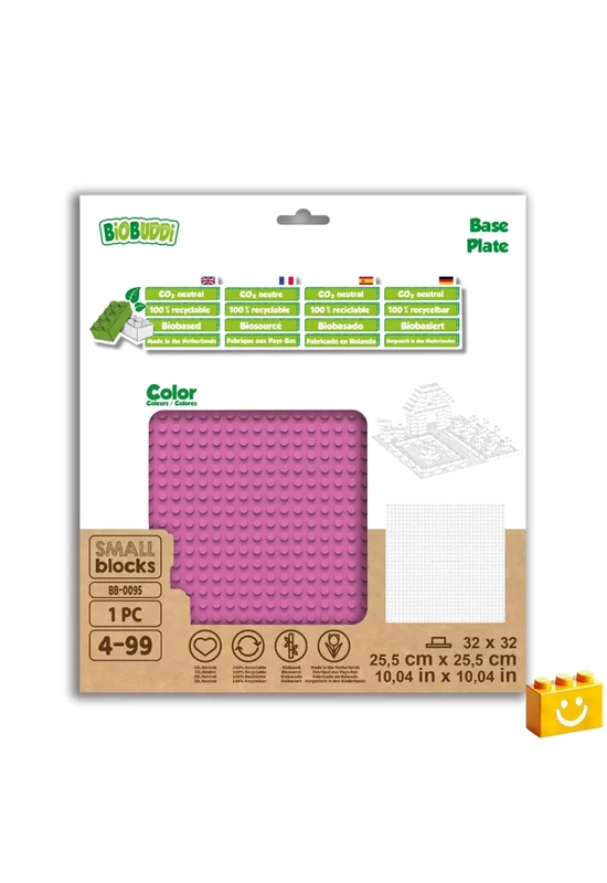 BiOBUDDi® BB-0095 | építőjáték alaplap - 100% kompatibilis minden más kedvelt márkával | 32x32 bütyök sötét rózsaszín