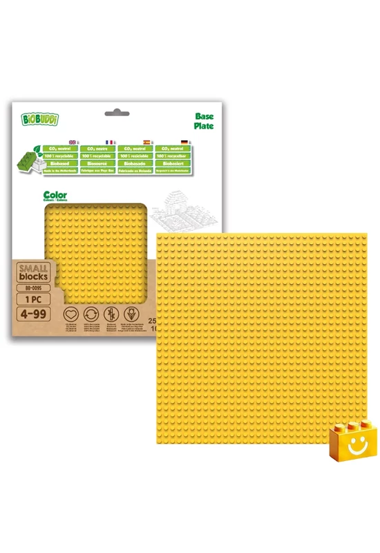 BiOBUDDi® BB-0095 | építőjáték alaplap - 100% kompatibilis minden más kedvelt márkával | 32x32 bütyök sárga