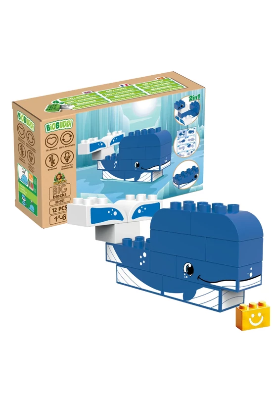 BiOBUDDi® BB-0101 | bio építőjáték | Sarkvidék - 2 az 1-ben bálna vagy fóka - 100% kompatibilis minden más kedvelt márkával